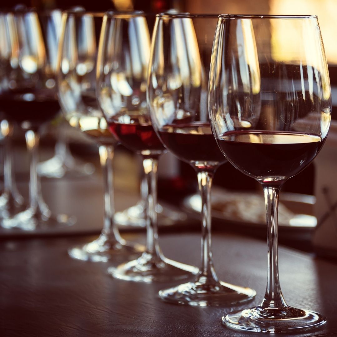 wine glasses in winery