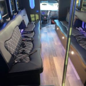 Dance pole in a party bus