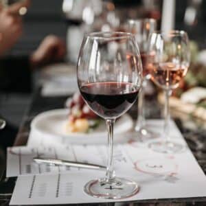wine glasses at winery