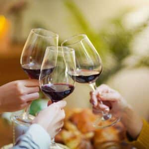 wine glasses clinking