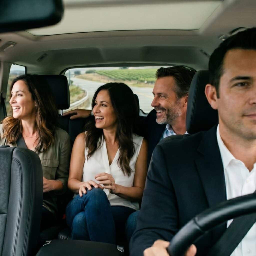 chauffeur driving passengers